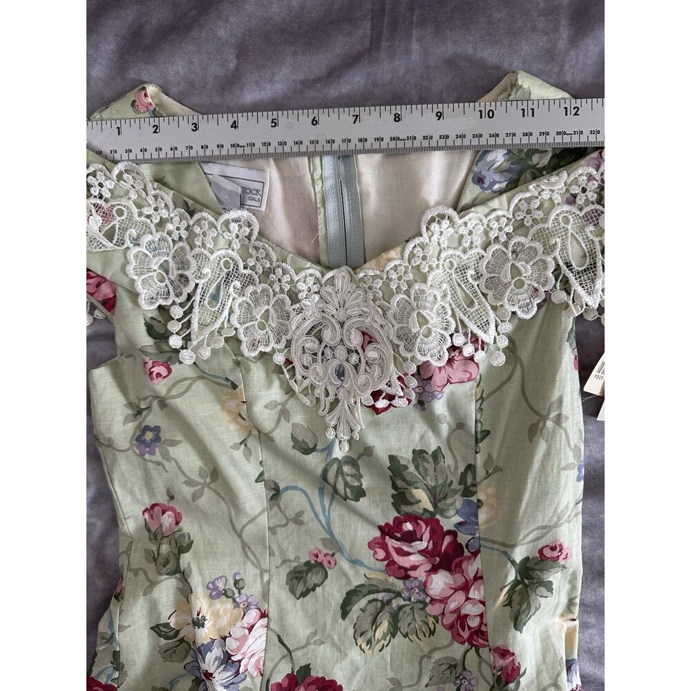 Vintage Jessica McClintock Cotton & Lace Floral Girls Dress 14 Cottagecore NWT - Picture 6 of 12